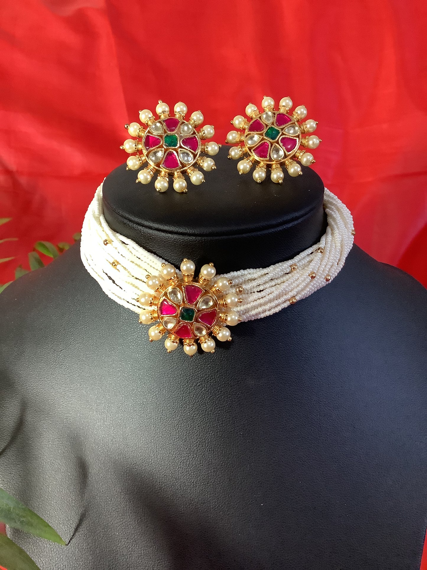 kundan and pearl set