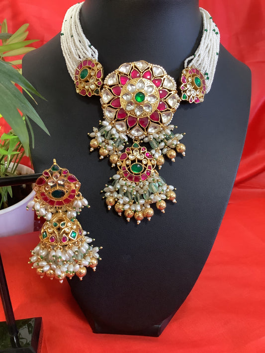 kundan and pearls set