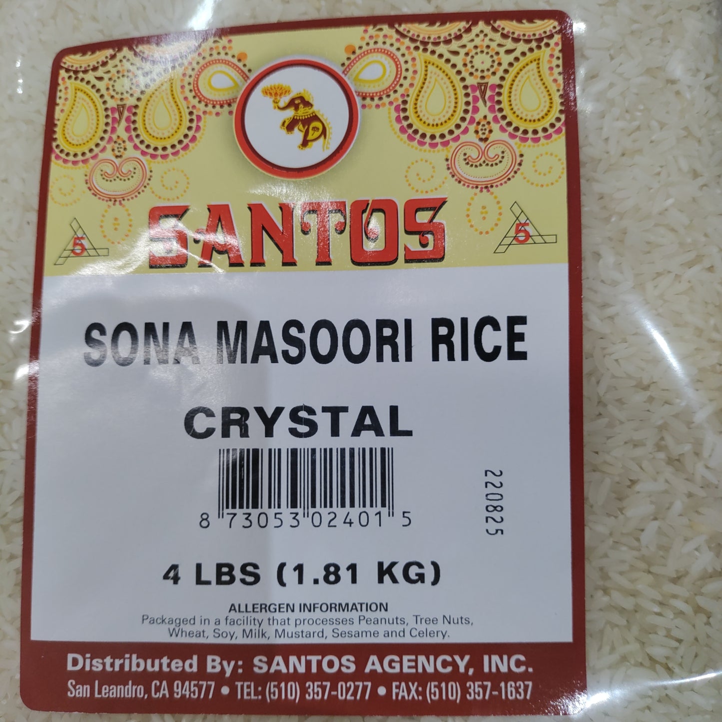 Santos crystal sona masoori rice 4 lbs