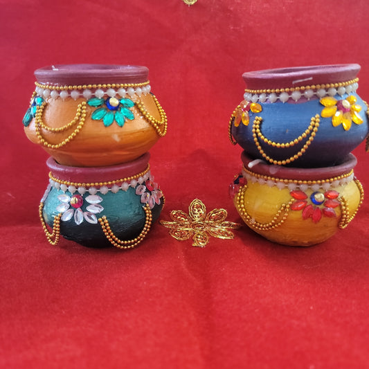 Matki diyas with wax