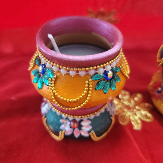 Matki diyas with wax