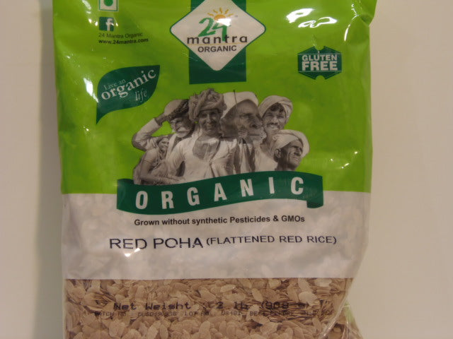 New India Bazar 24 Mantra Organic Red Thin Poha 2 Lbs
