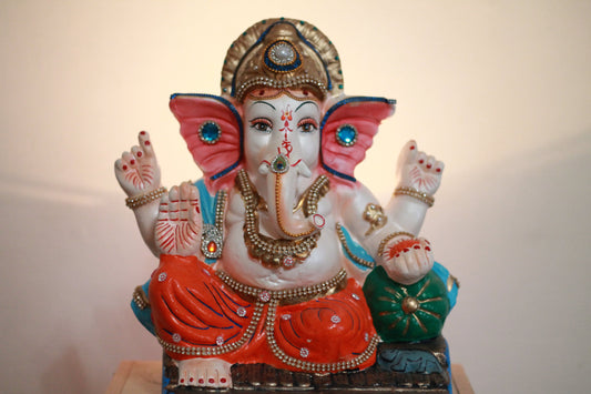 Handmade Painted Ganesh Murti - 12 inch