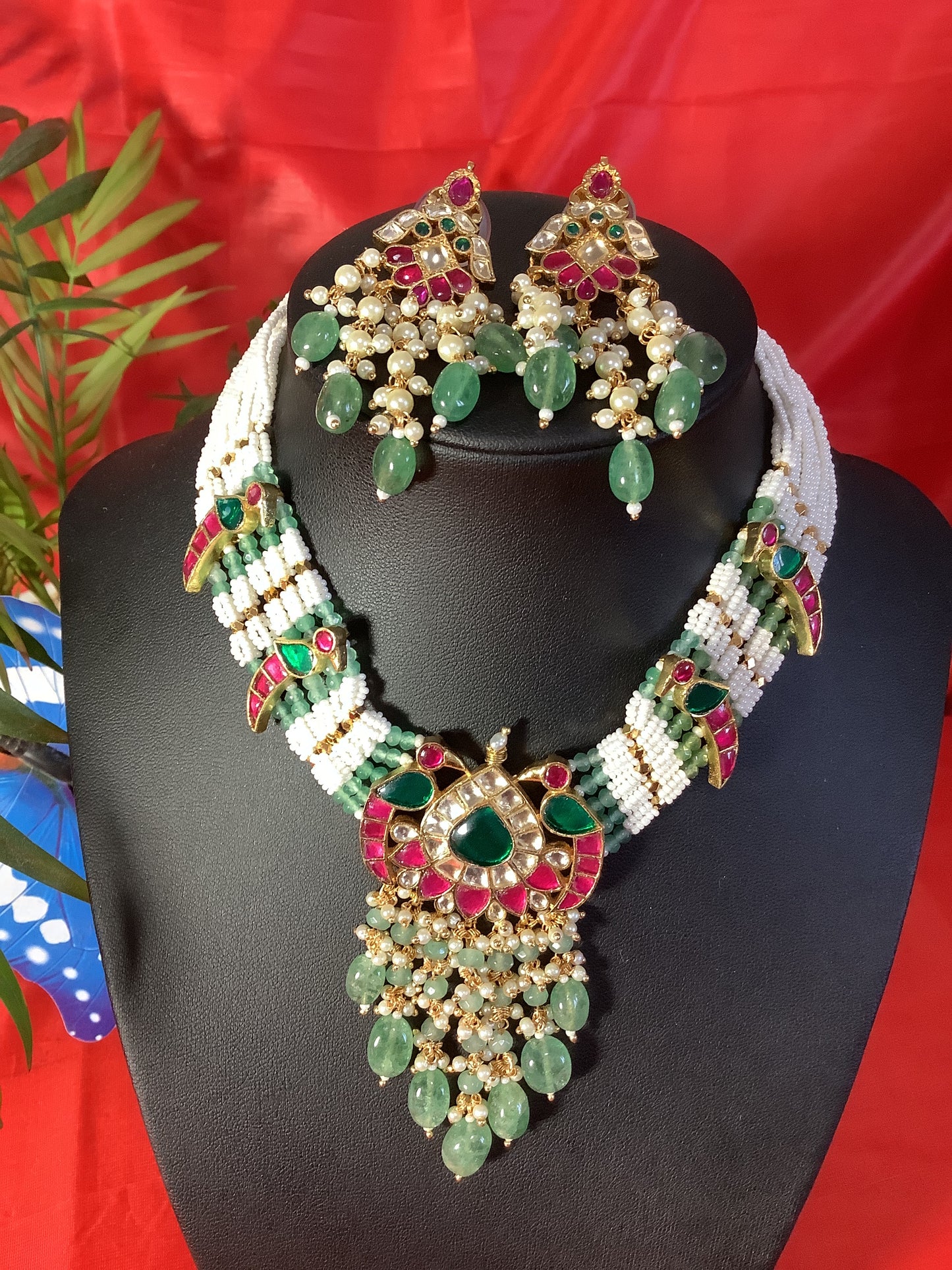 handmade kundan and pearl set