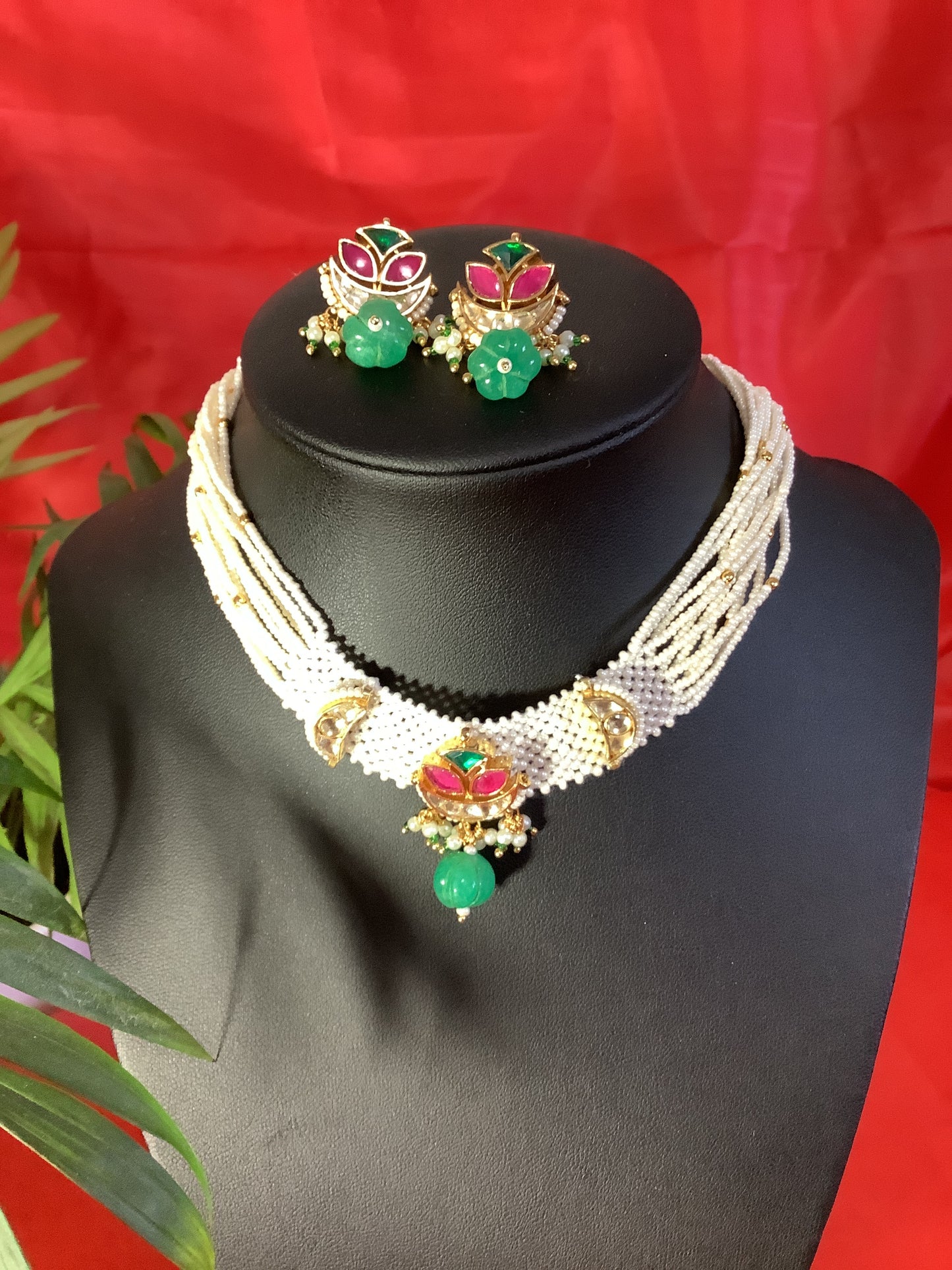 handmade pearl and kundan set