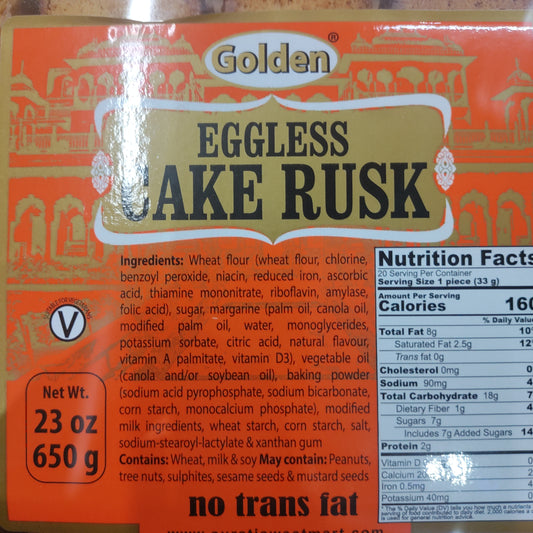 Golden Cake Rusk Eggless 650 G