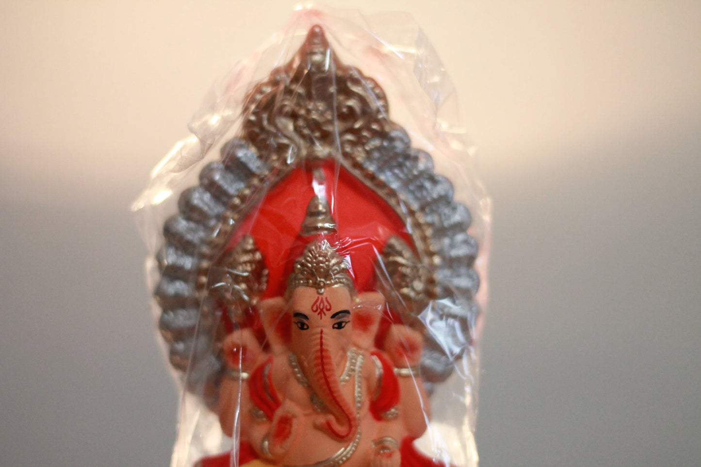 Handmade Painted Ganesh Murti - 6.5 inch (ORANGE)