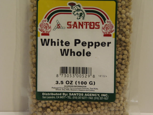 New India Bazar Santos White Pepper Whole 7oz